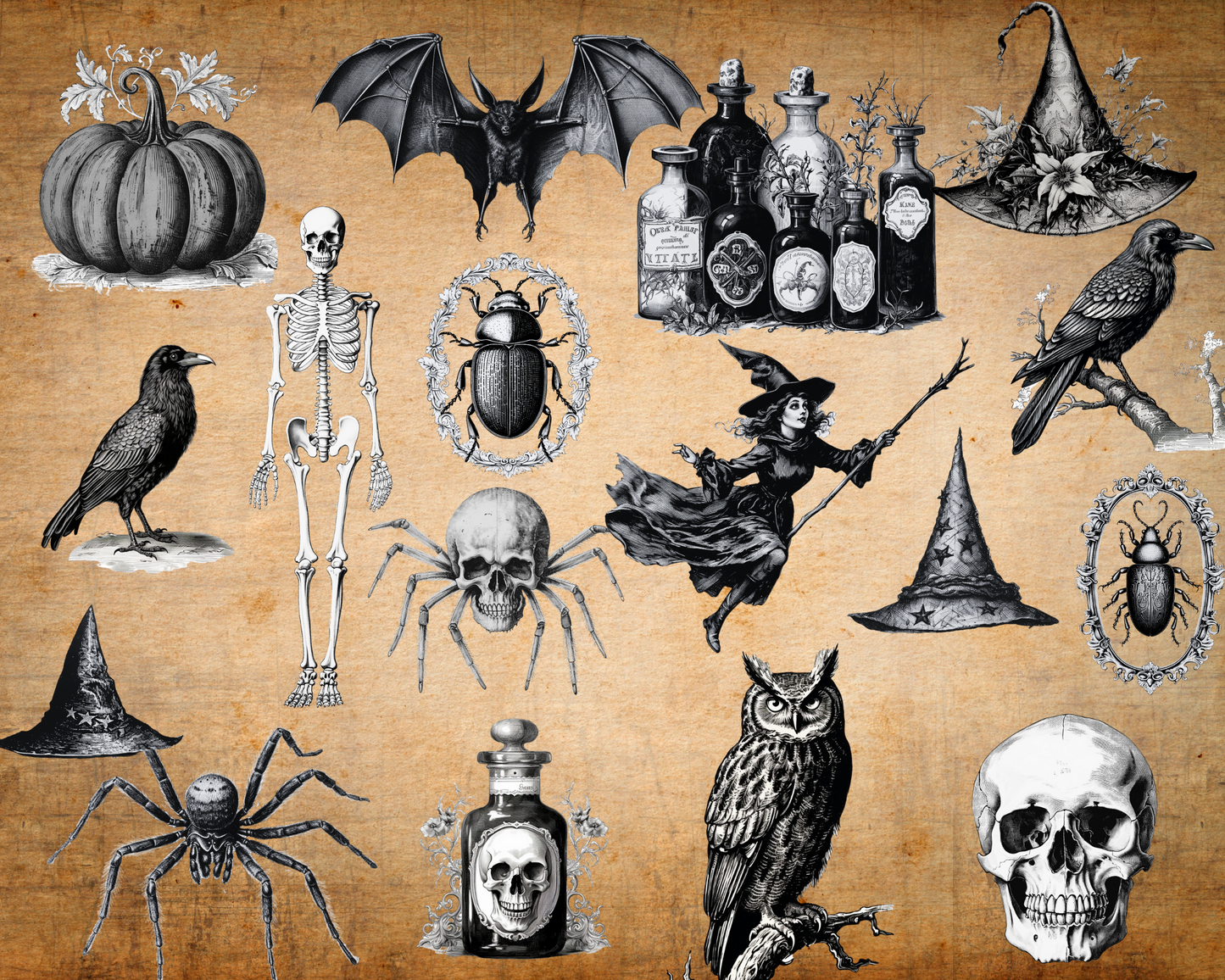 Antique Halloween Clipart Bundle