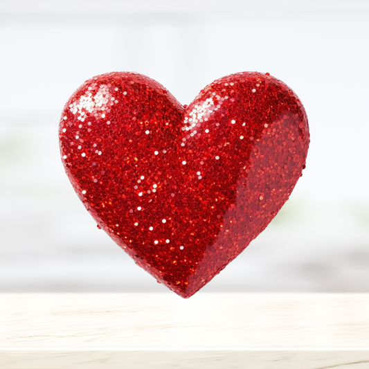 3D Red Glitter Heart Valentine's Day Clipart